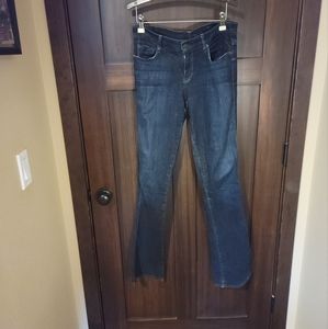 EUC Women's 7 For All Mankind Kaylie Dark Was Stretch Denim Flare Jeans Size 30